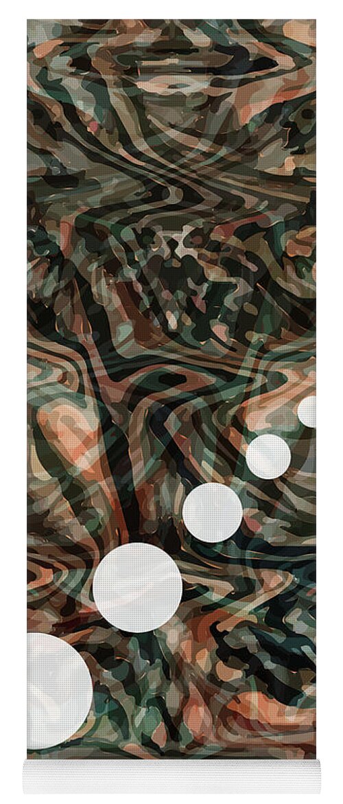Abstract Yoga Mat featuring the mixed media Abstract Painting - Flow 1 - Fluid Painting - Brown, Black Abstract - Geometric Abstract - Marbling by Studio Grafiikka