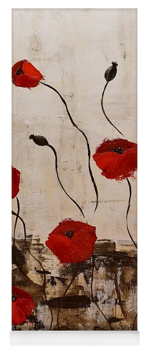 Painting Yoga Mat featuring the painting Abstract Poppy by Jimmy Chuck Smith