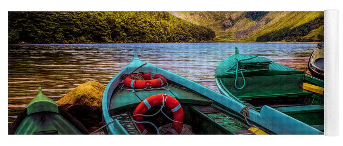 Boats Yoga Mat featuring the photograph Admiring the Beauty of Early Autumn by Debra and Dave Vanderlaan