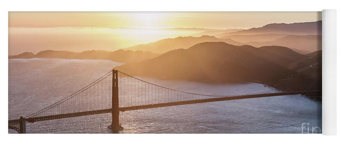 Golden Gate Yoga Mat featuring the photograph Aerial of Golden gate bridge, San Francisco by Matteo Colombo