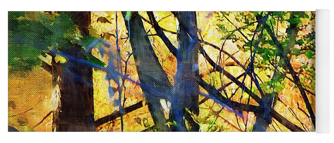 Trees Yoga Mat featuring the mixed media Afternoon in the Woods by Christopher Reed