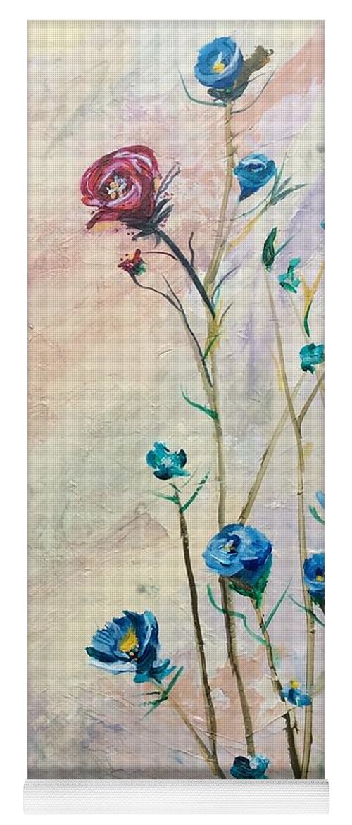 Abstract Flowers Yoga Mat featuring the painting Against All Odds by Deborah Naves
