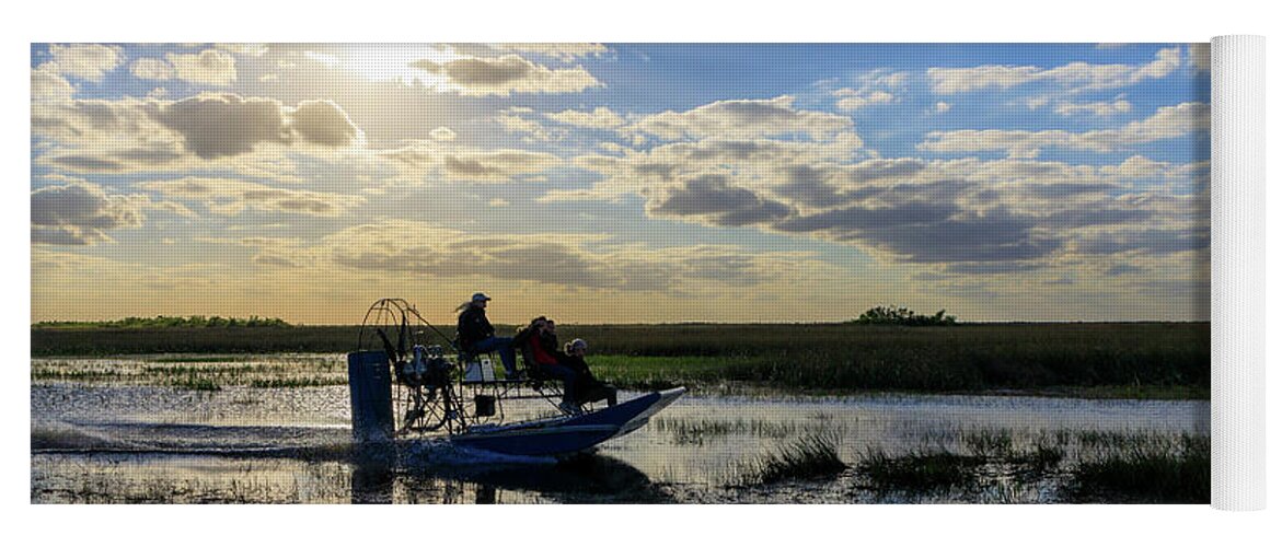 Airboat Yoga Mat featuring the photograph Airboat at Sunset #660 by Michael Fryd