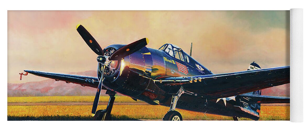 Aviation Yoga Mat featuring the painting Airshow Hellcat by Douglas Castleman