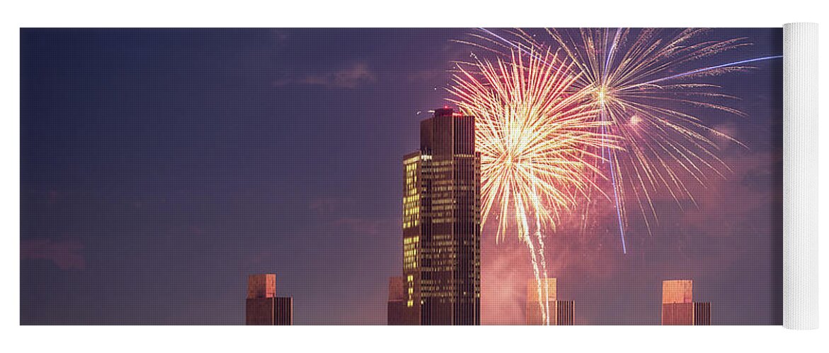 Albany Yoga Mat featuring the photograph Albany Fireworks 2019 by Brad Wenskoski