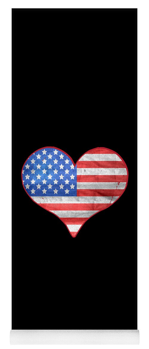 Funny Yoga Mat featuring the digital art American Flag Heart by Flippin Sweet Gear