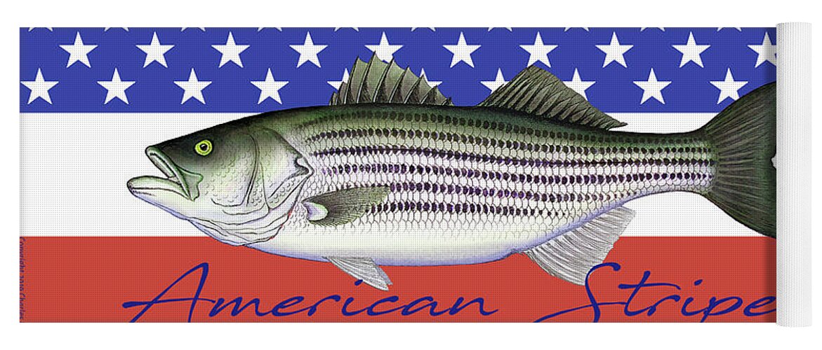 Charles Harden Yoga Mat featuring the photograph American Striper Striped Bass Flag by Charles Harden