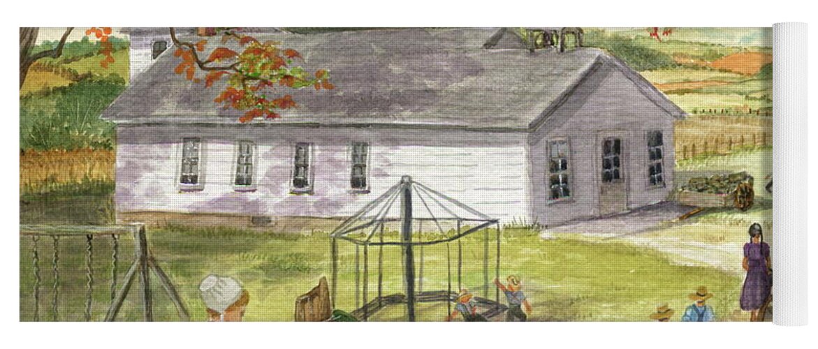 Amish Life Yoga Mat featuring the painting Amish School Days by Marilyn Smith