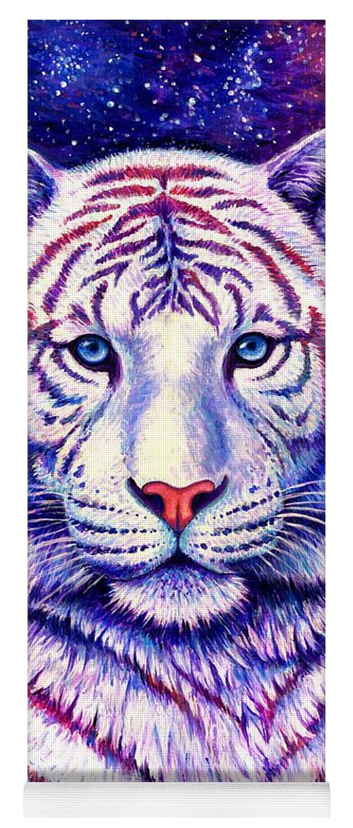 Tiger Yoga Mat featuring the painting Among the Stars - Cosmic White Tiger by Rebecca Wang