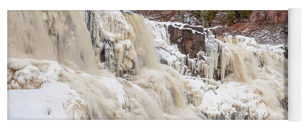 Waterfall Yoga Mat featuring the photograph An Icy Gooseberry Middle Falls by Susan Rissi Tregoning