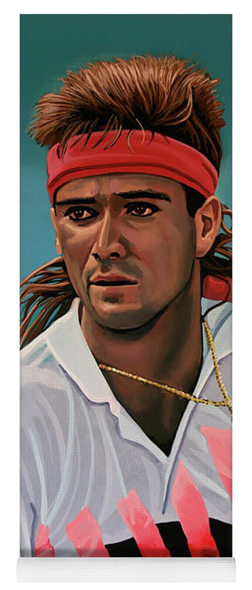Andre Agassi Yoga Mat featuring the painting Andre Agassi Painting by Paul Meijering