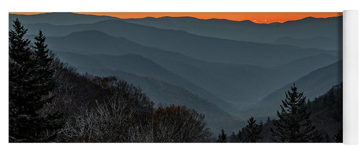 Oconaluftee Overlook Yoga Mat featuring the photograph Anticipation of Sunrise by Marcy Wielfaert