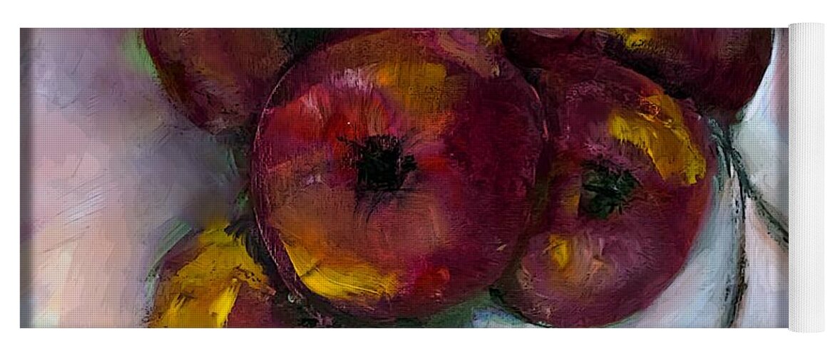 Apple Yoga Mat featuring the digital art Apple and Floral Painting by Lisa Kaiser