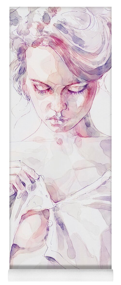 Aquarelle Yoga Mat featuring the painting Aquarelle sensual portrait of a girl by Dimitar Hristov