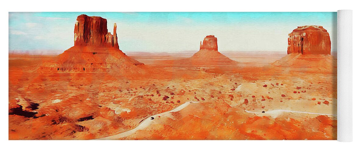 Arizona Dream Yoga Mat featuring the painting Arizona Landscape - 04 by AM FineArtPrints