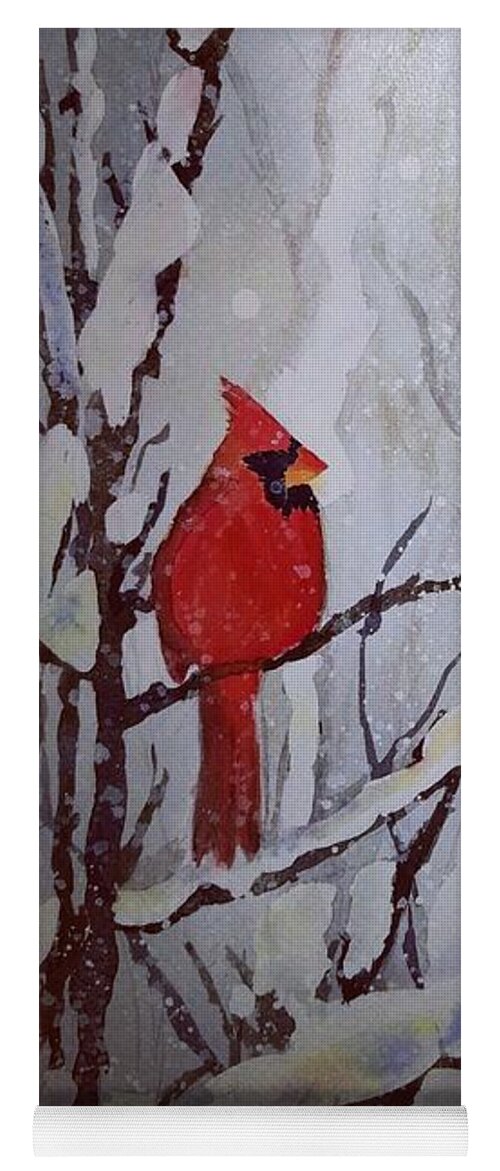 Cardinal Yoga Mat featuring the painting Arlene's Redbird by Ann Frederick