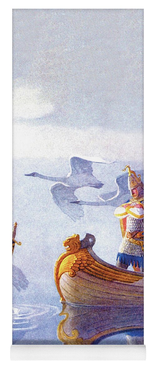 Arthur Yoga Mat featuring the painting Arthur and Excalibur by N.C. Wyeth