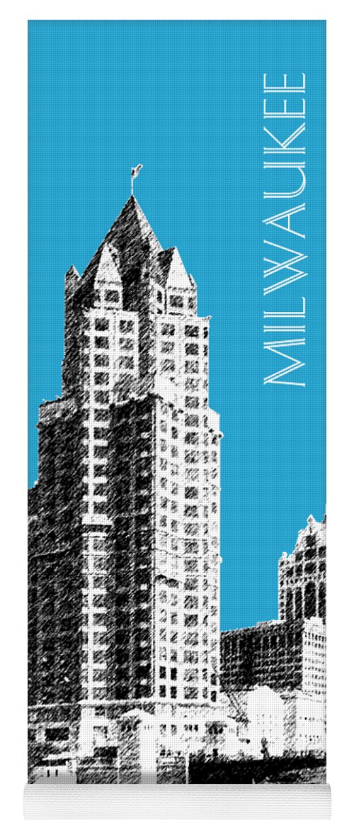 Architecture Yoga Mat featuring the digital art Milwaukee Skyline - 4 - Coral by DB Artist