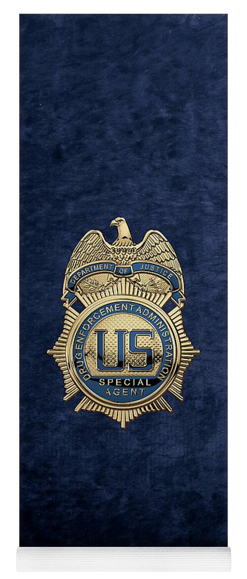  ‘law Enforcement Insignia & Heraldry’ Collection By Serge Averbukh Yoga Mat featuring the digital art Drug Enforcement Administration - D E A Special Agent Badge over Blue Velvet by Serge Averbukh