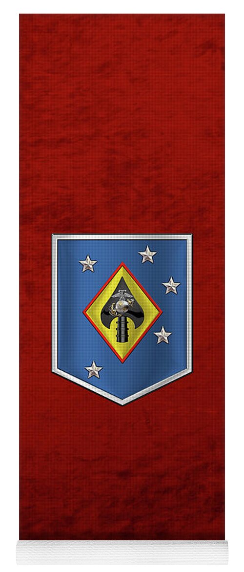 Military Insignia & Heraldry Collection By Serge Averbukh Yoga Mat featuring the digital art Marine Raider Support Group - M R S G Patch over Red Velvet by Serge Averbukh