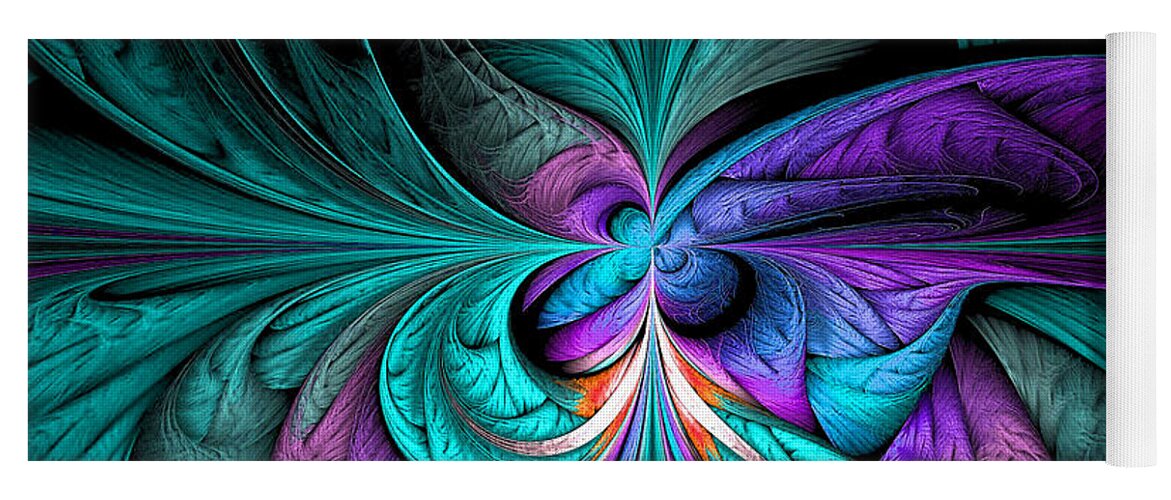 Fractal Yoga Mat featuring the digital art The Heart of the Matter by Bunny Clarke