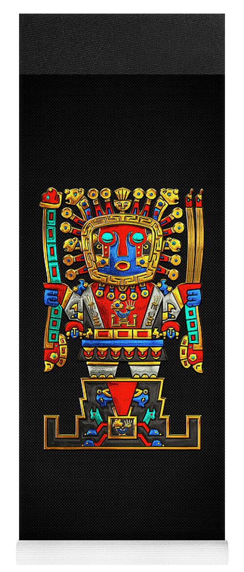 Treasures Of Pre-columbian America’ Collection By Serge Averbukh Yoga Mat featuring the digital art Incan Gods - The Great Creator Viracocha on Black Canvas by Serge Averbukh