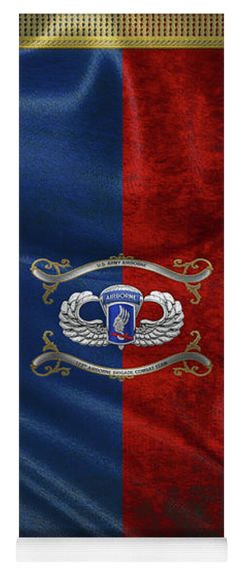 Military Insignia & Heraldry By Serge Averbukh Yoga Mat featuring the digital art 173rd Airborne Brigade Combat Team - 173rd A B C T Insignia with Parachutist Badge over Flag by Serge Averbukh