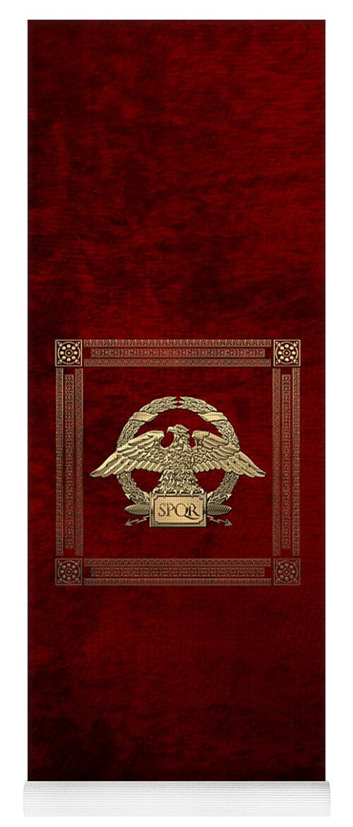 ‘treasures Of Rome’ Collection By Serge Averbukh Yoga Mat featuring the digital art Roman Empire - Gold Roman Imperial Eagle over Red Velvet by Serge Averbukh