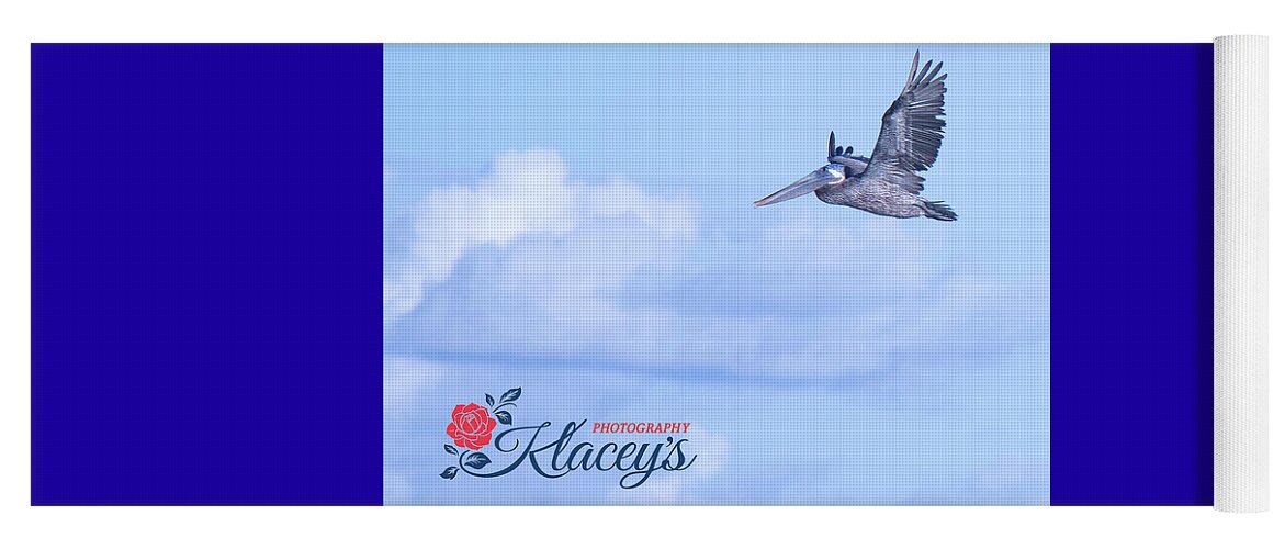 Clearwater Yoga Mat featuring the digital art Pelican Fly Fishing by Linda Ritlinger