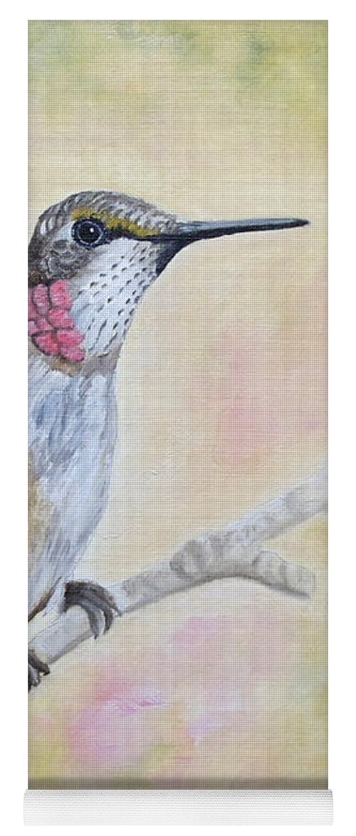 Hummingbird Yoga Mat featuring the painting Like A Youthful Blush by Angeles M Pomata