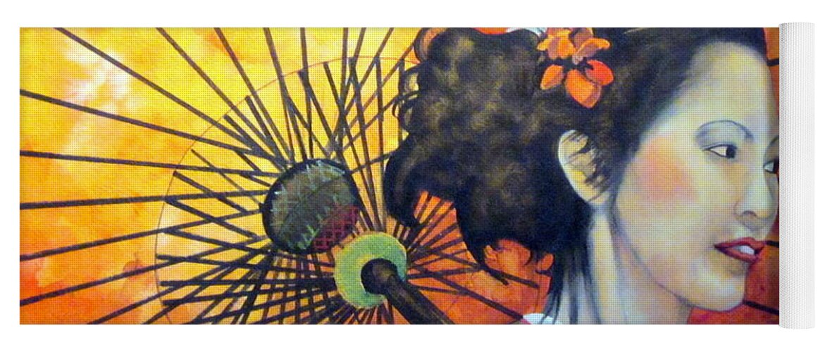 Yellow Yoga Mat featuring the painting Asian Beauty Watercolor by Kimberly Walker