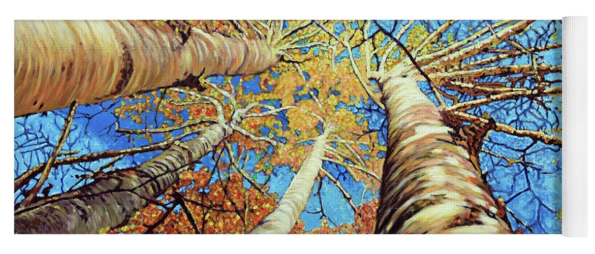 Aspens Yoga Mat featuring the painting Aspens in Colorado by John Lautermilch