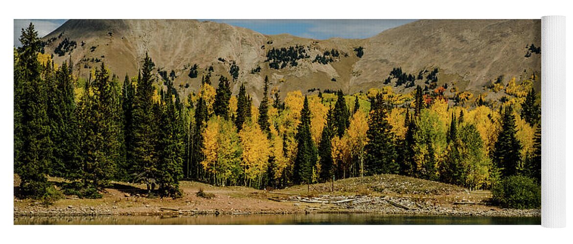 Aspens Yoga Mat featuring the photograph Aspens of Dark Canyon Lake II by Johnny Boyd