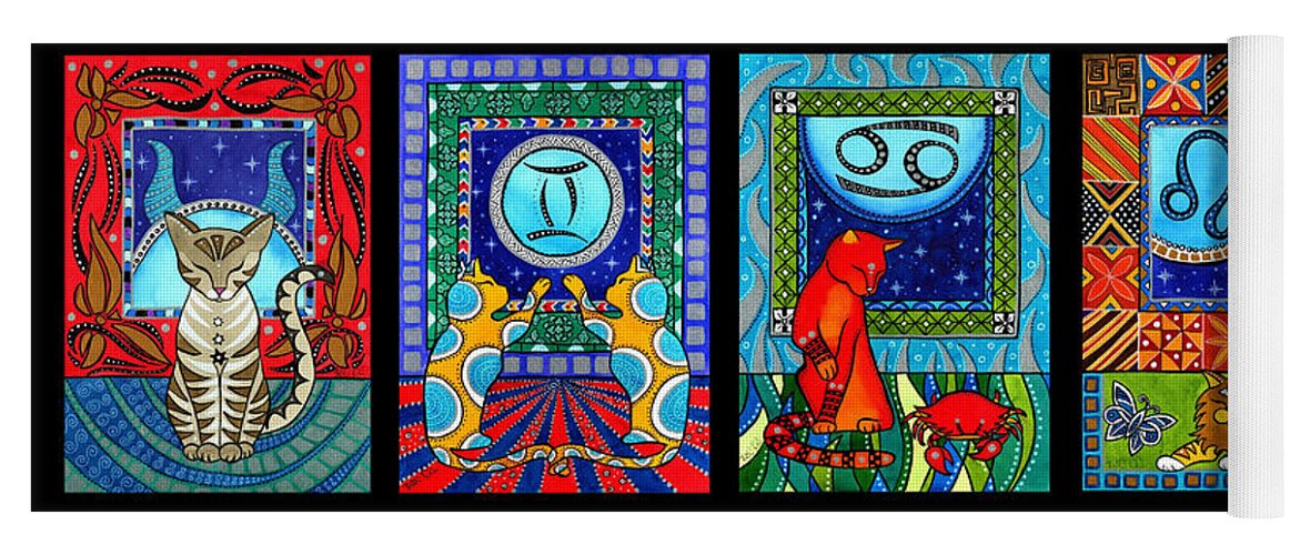 Astrology Yoga Mat featuring the painting Astrology Cat Zodiacs by Dora Hathazi Mendes