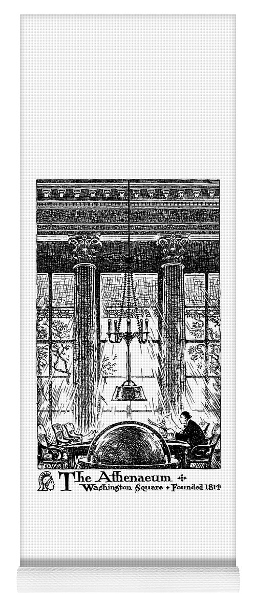 Thornton Oakley Yoga Mat featuring the drawing Athenaeum Reading Room by Thornton Oakley