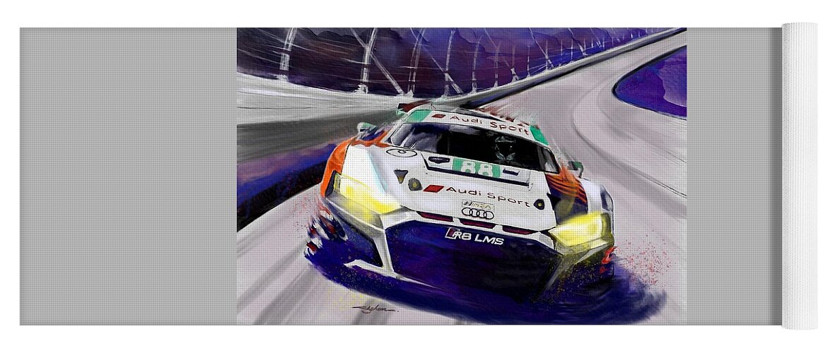 Audi Yoga Mat featuring the mixed media Audi R8 LMS Ready for 24 Hrs of Daytona by Shehan Wicks