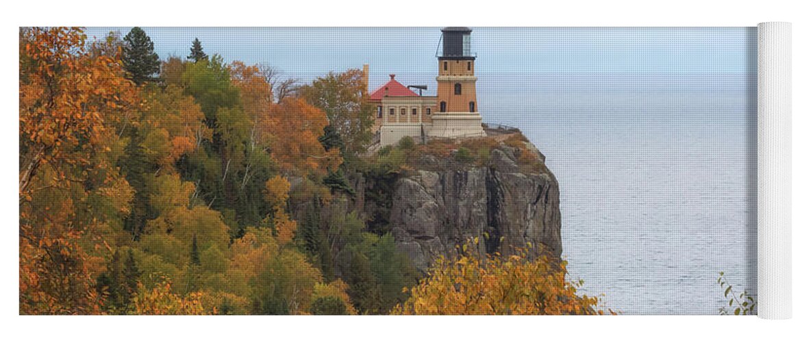 Lighthouse Yoga Mat featuring the photograph Autumn at Split Rock Lighthouse by Susan Rissi Tregoning