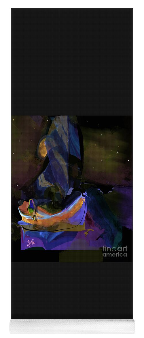 Sailing Yoga Mat featuring the mixed media Autumn Dreams Sailing the Moon by Zsanan Studio