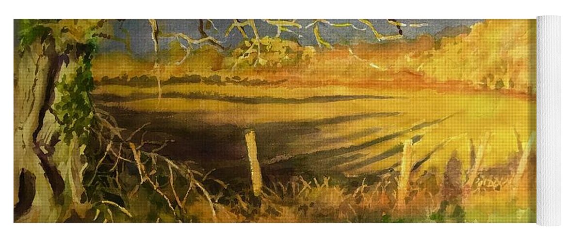 Aautumn Yoga Mat featuring the painting Autumn Field by Carolyn Epperly