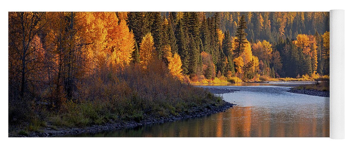 Flathead River Yoga Mat featuring the photograph Autumn Morning on the Middle Fork by Jack Bell