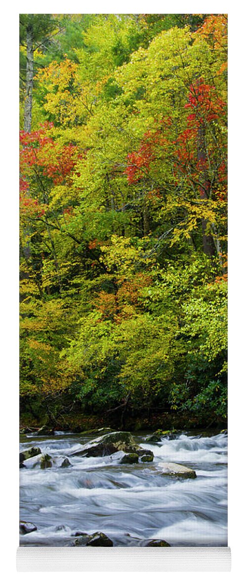 Autumn Yoga Mat featuring the photograph Autumn Stream by Larry Bohlin