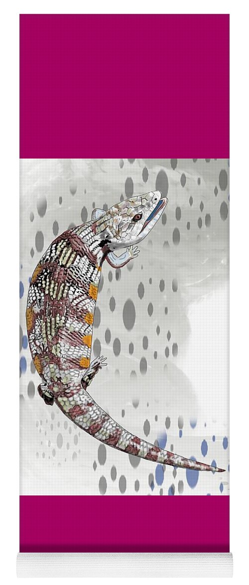Blue Tongue Lizard Yoga Mat featuring the drawing B is For Blue Tongue Lizard by Joan Stratton