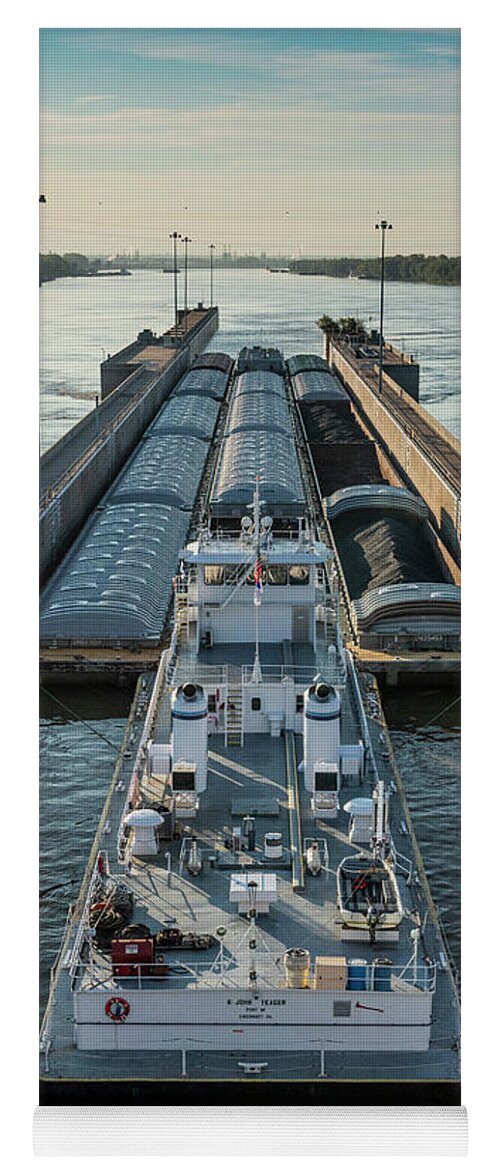 Barge Yoga Mat featuring the photograph B John Yeager Heads South by Garry McMichael
