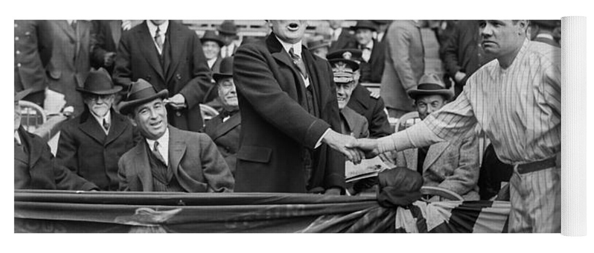 Babe Ruth Yoga Mat featuring the photograph Babe Meets the President by Jon Neidert