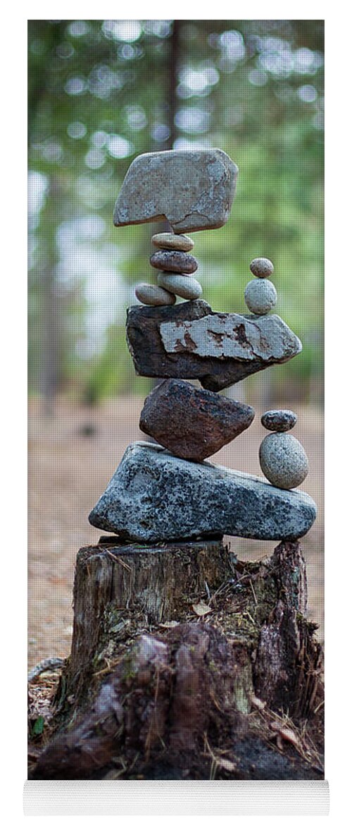 Meditation Zen Yoga Mindfulness Stones Nature Land Art Balancing Sweden Yoga Mat featuring the sculpture Balancing art #19 by Pontus Jansson