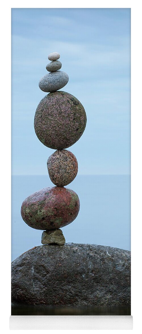 Meditation Zen Yoga Mindfulness Stones Nature Land Art Balancing Sweden Yoga Mat featuring the sculpture Balancing art #48 by Pontus Jansson