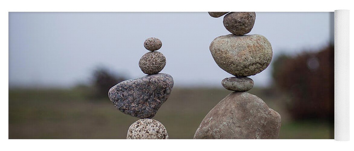 Meditation Zen Yoga Mindfulness Stones Nature Land Art Balancing Sweden Yoga Mat featuring the sculpture Balancing art #75 by Pontus Jansson