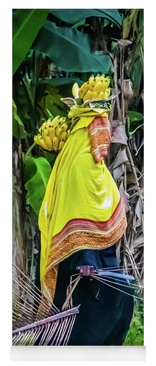 Banana Yoga Mat featuring the photograph Banana harvest, Zanzibar, Tanzania by Lyl Dil Creations