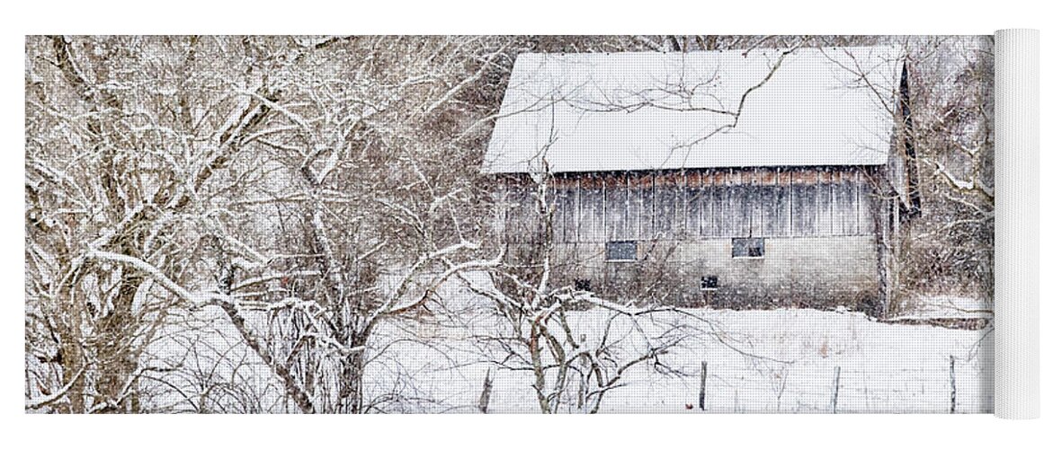Barn Yoga Mat featuring the photograph Barn in the Snow #2608 by Susan Yerry