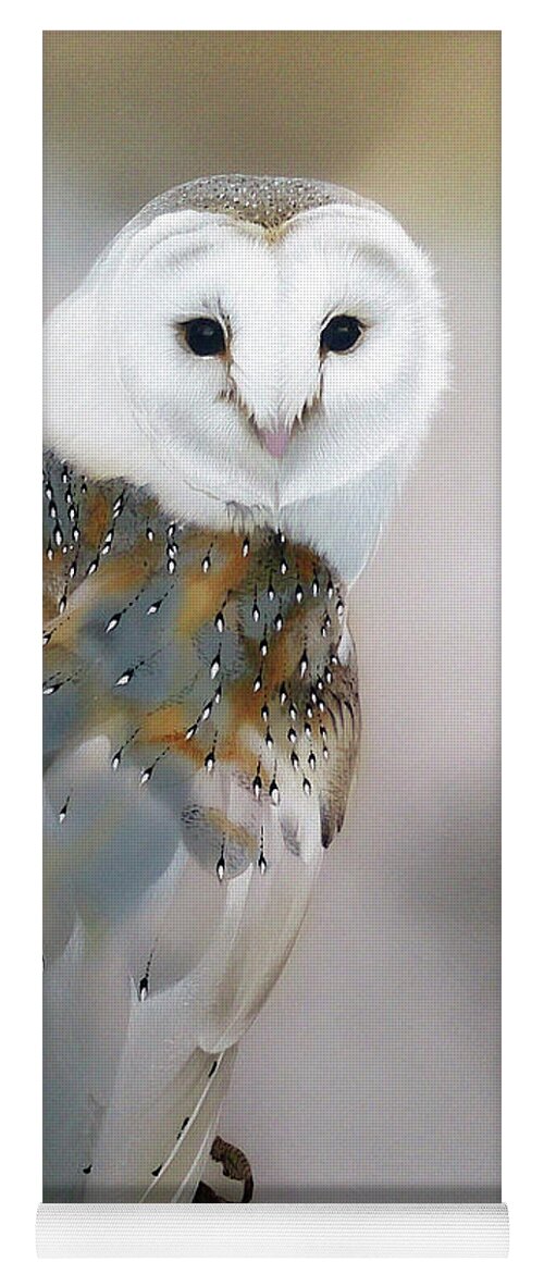 Russian Artists New Wave Yoga Mat featuring the painting Barn Owl by Alina Oseeva